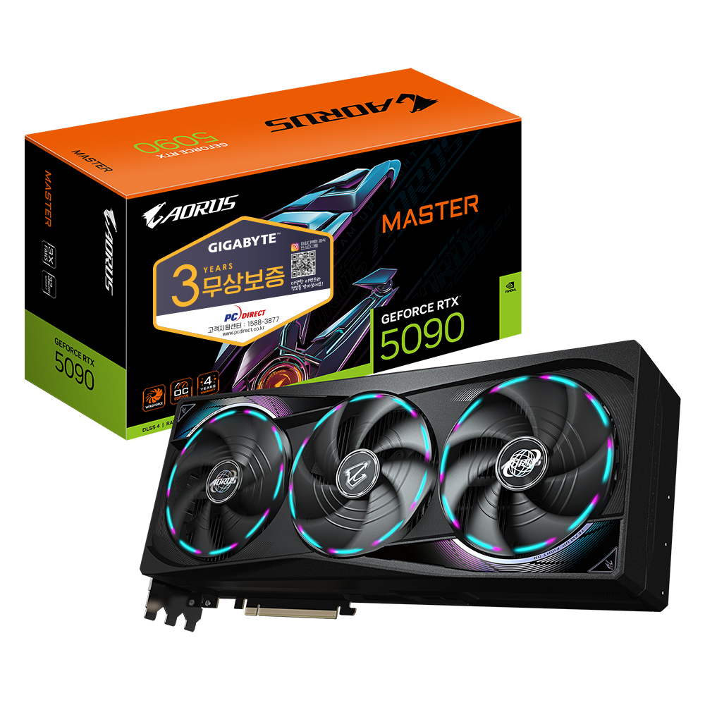GIGABYTE AORUS 지포스 RTX 5090 MASTER D7 32GB 피씨디렉트 제품 사진