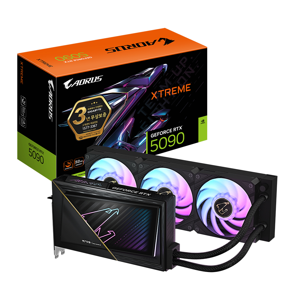 GIGABYTE AORUS 지포스 RTX 5090 XTREME 워터포스 D7 32GB 제이씨현 제품 사진