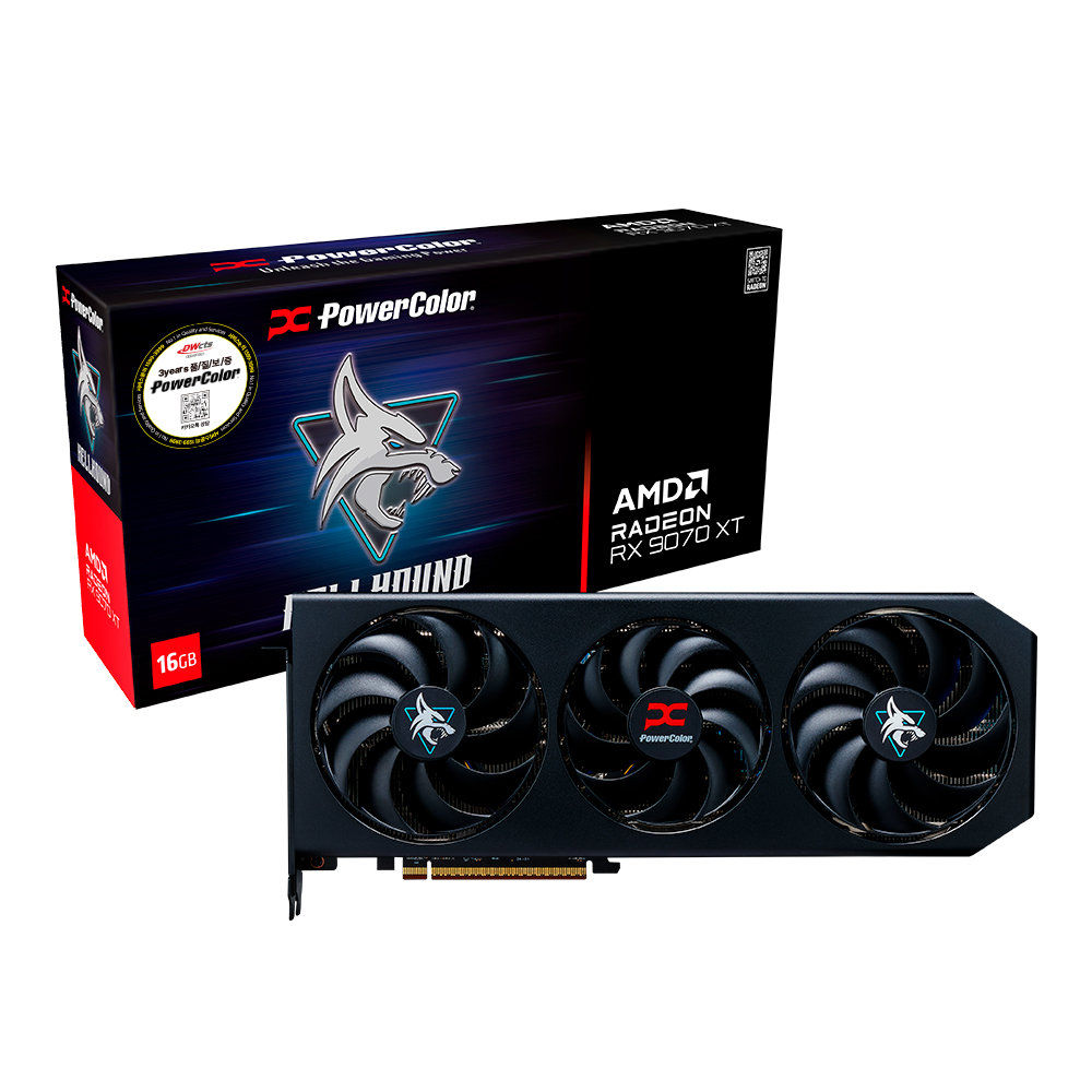 PowerColor 라데온 RX 9070 XT Hellhound D6 16GB 대원씨티에스 제품 사진