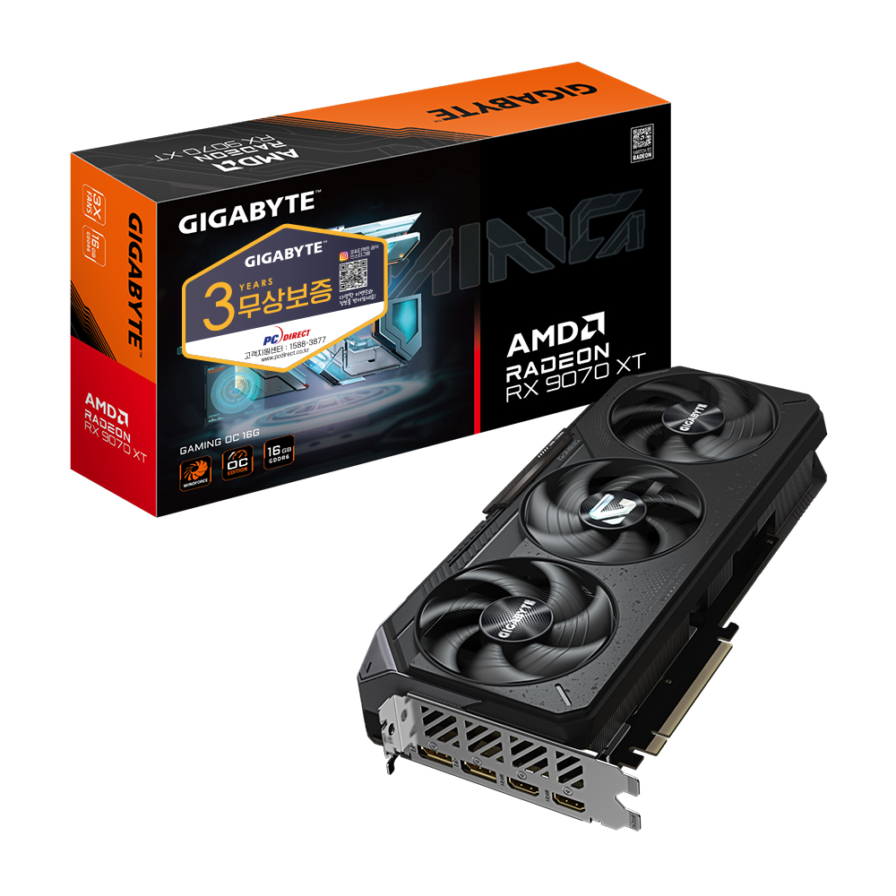 GIGABYTE 라데온 RX 9070 XT GAMING OC D6 16GB 피씨디렉트 제품 사진