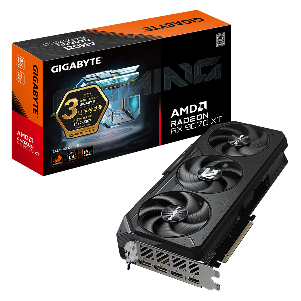 GIGABYTE 라데온 RX 9070 XT GAMING OC D6 16GB 제이씨현 제품 사진