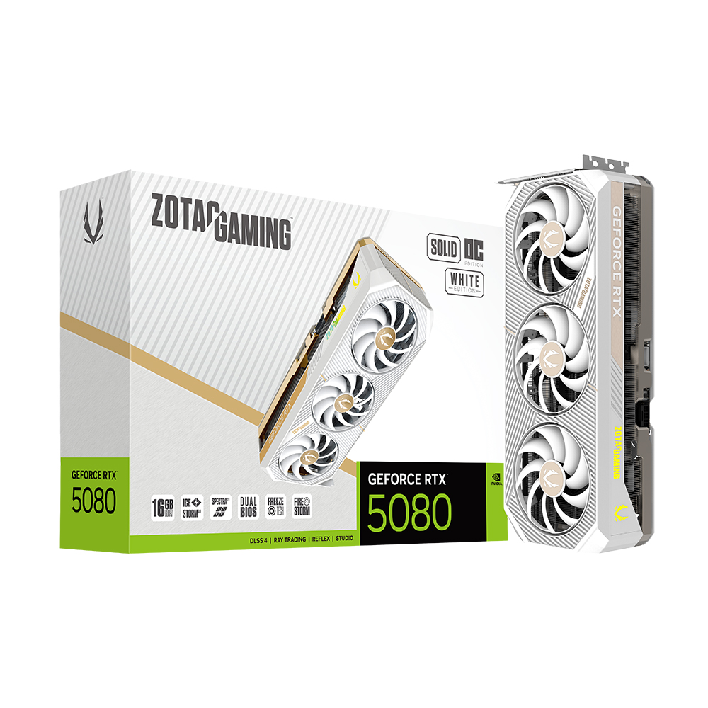 ZOTAC GAMING 지포스 RTX 5080 SOLID OC White D7 16GB 제품 사진