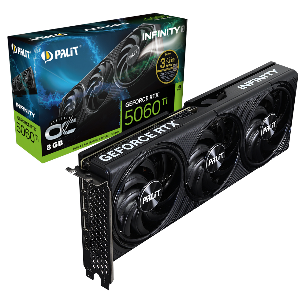 PALIT 지포스 RTX 5060 Ti INFINITY 3 OC D7 8GB 이엠텍 제품 사진
