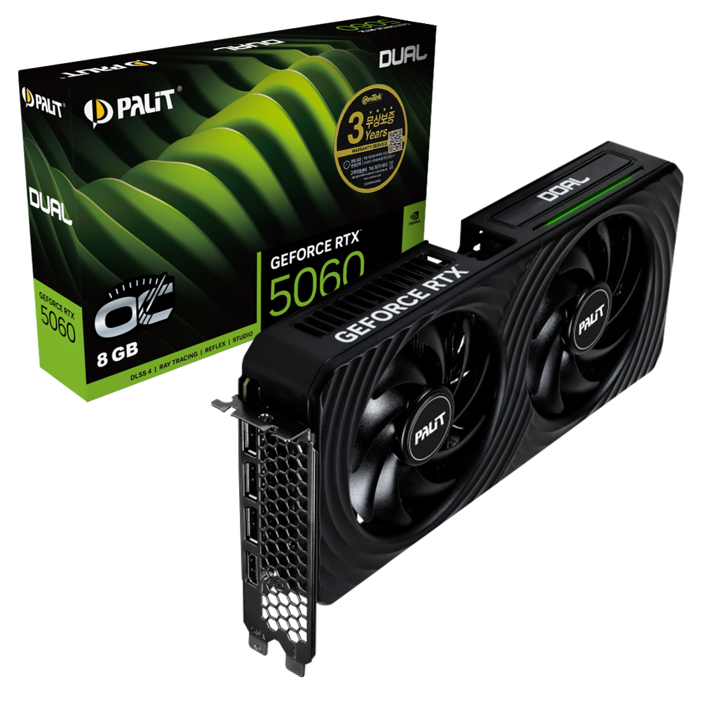 PALIT 지포스 RTX 5060 DUAL OC D7 8GB 이엠텍 제품 사진