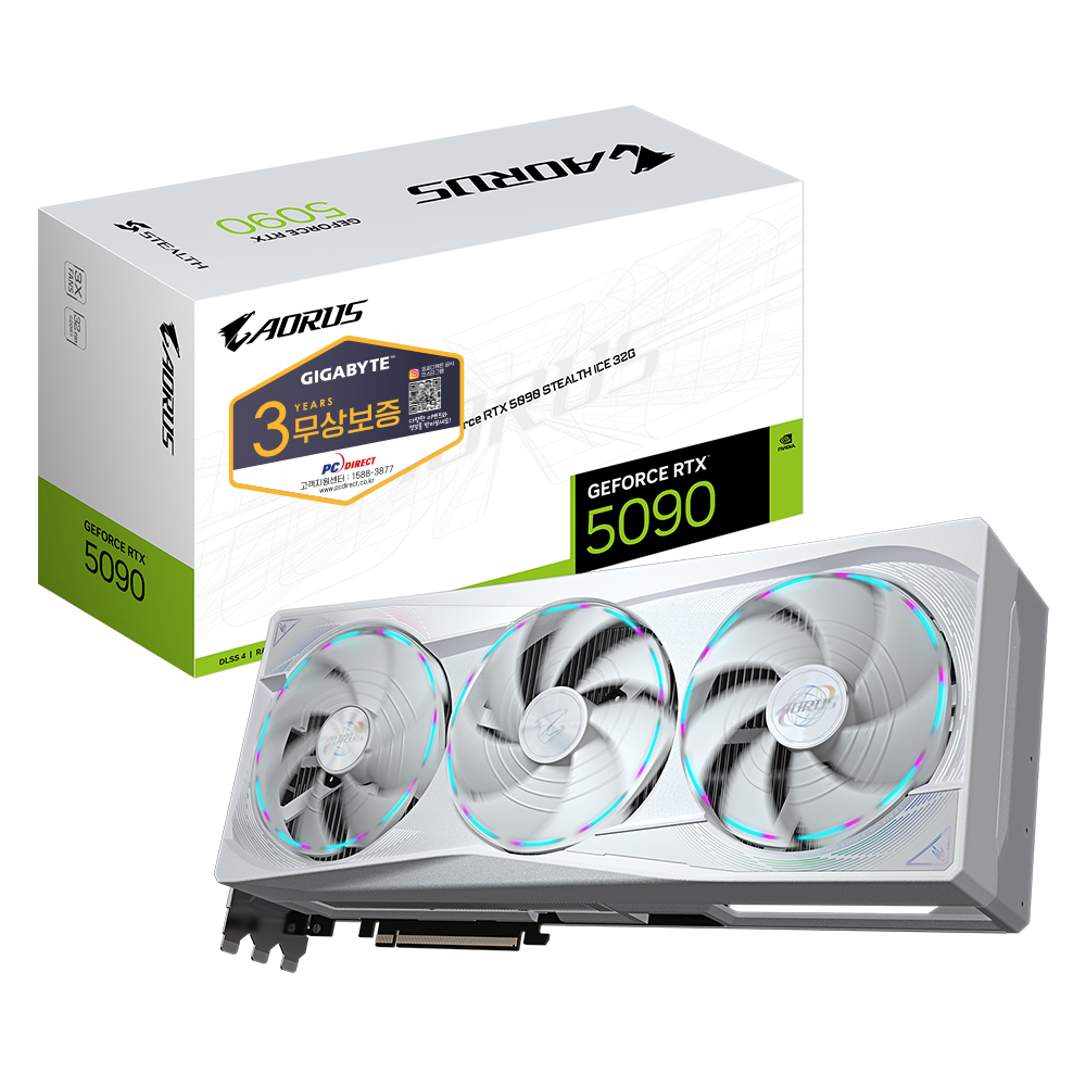 GIGABYTE AORUS 지포스 RTX 5090 STEALTH ICE D7 32GB 피씨디렉트 제품 사진