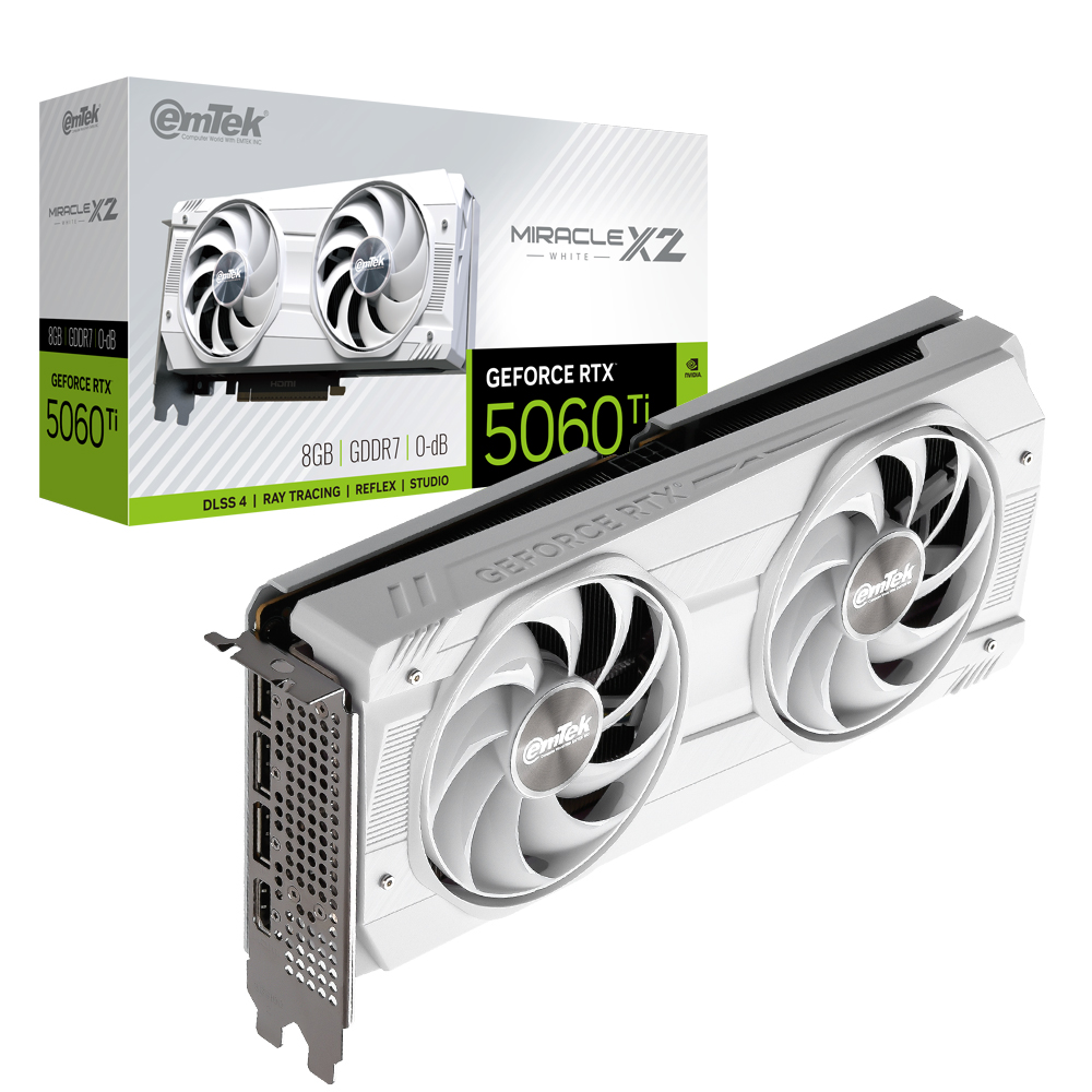 이엠텍 지포스 RTX 5060 Ti MIRACLE X2 WHITE D7 8GB 제품 사진