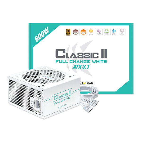 마이크로닉스 Classic II 풀체인지 600W 80PLUS브론즈 ATX3.1 화이트 제품 사진
