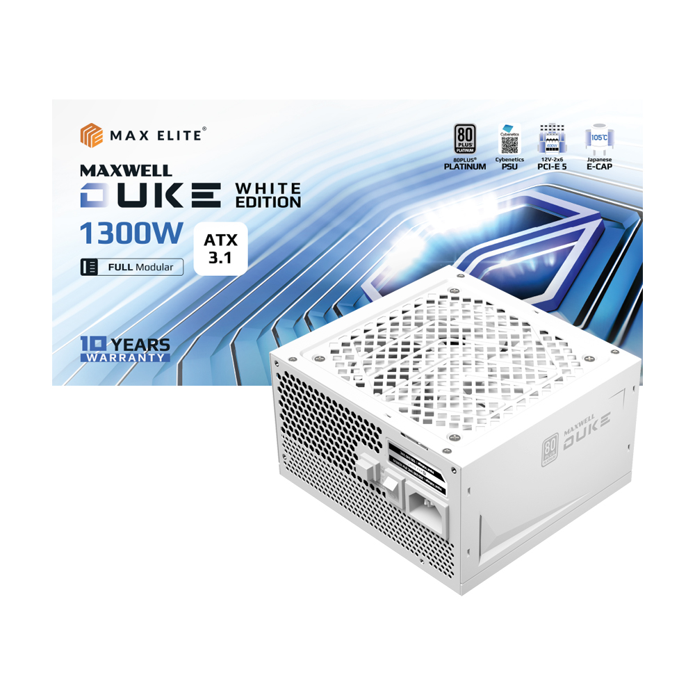 맥스엘리트 MAXWELL DUKE 1300W 80PLUS플래티넘 풀모듈러 ATX3.1 화이트 제품 사진