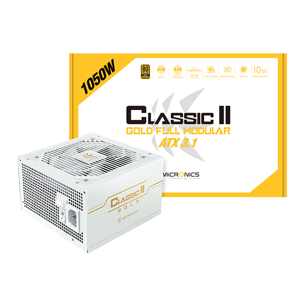 마이크로닉스 Classic II 1050W 80PLUS골드 풀모듈러 ATX3.1 화이트 제품 사진