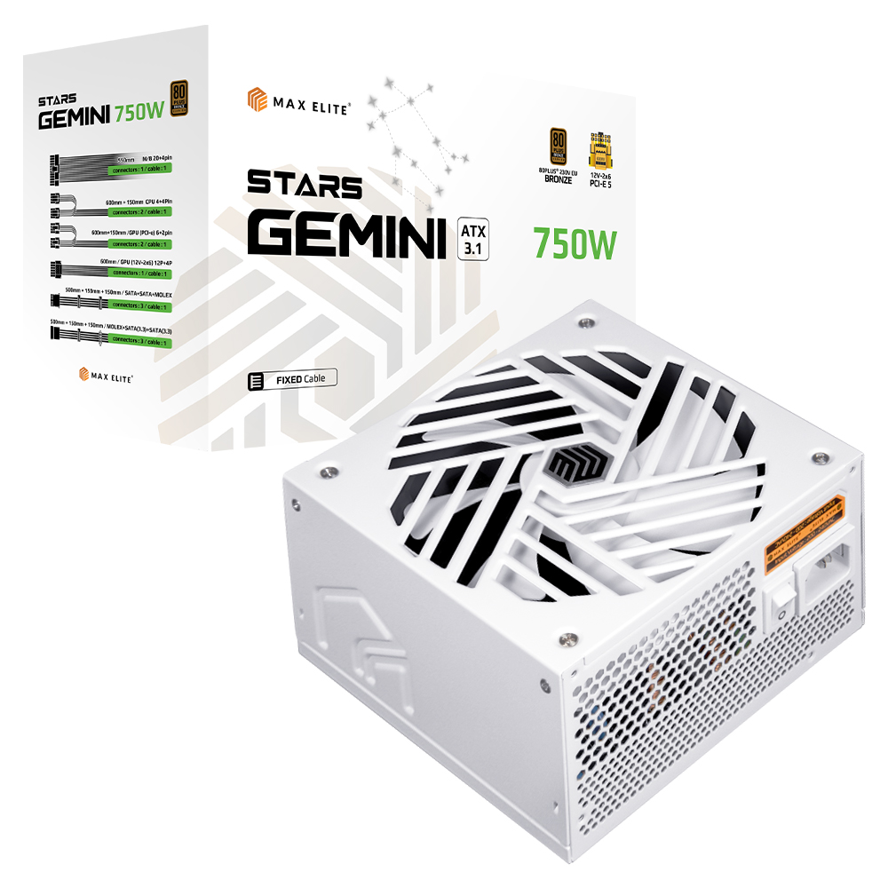 맥스엘리트 STARS GEMINI 750W 80PLUS브론즈 ATX3.1 화이트 제품 사진