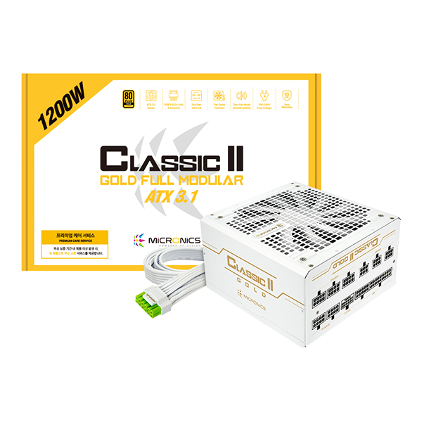 마이크로닉스 Classic II 1200W 80PLUS골드 풀모듈러 화이트 ATX3.1 제품 사진