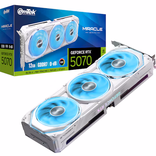 이엠텍 지포스 RTX 5070 MIRACLE WHITE D7 12GB 제품 사진