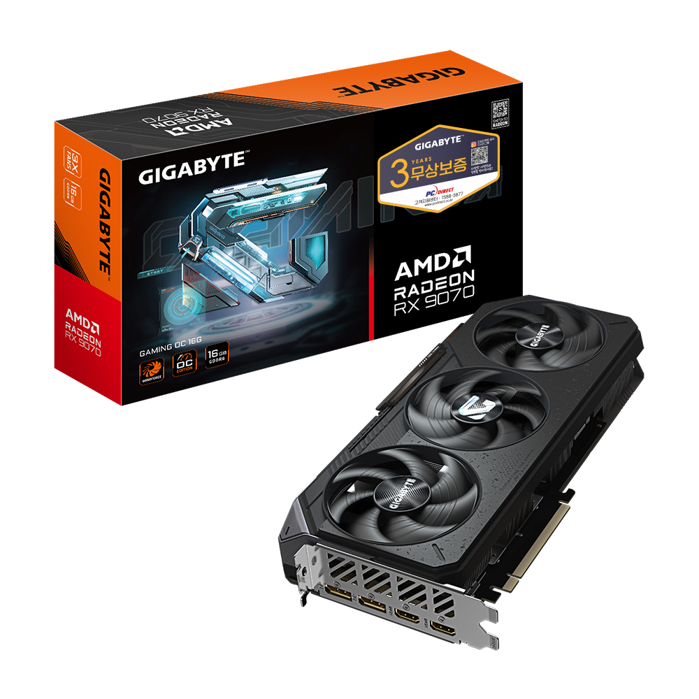 GIGABYTE 라데온 RX 9070 GAMING OC D6 16GB 피씨디렉트 제품 사진
